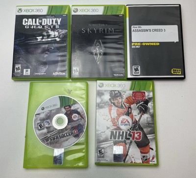 Microsoft XBOX 360 Video Game Lot Of 5 COD NHL13 Skyrim FIFA 13 Assassin S Creed