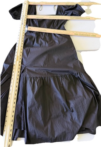 Astr The Label Tiered Poplin Square Neck Midi Dress XS Black Side Slit Smocked - Picture 7 of 7