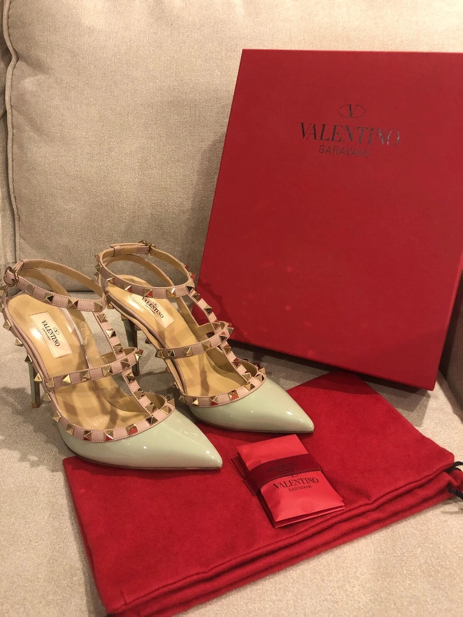 Authentic Valentino Pastel Mint Green Patent Leather Rockstud pump