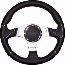 Volante sportivo in pelle Momo Millenium Sport 350 mm nero, grigio argento sterzo whee