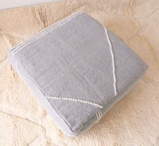 24x24 Moroccan Handmade Pouf Berber Kilim Rug Light Grey Floor Cushion Footstool