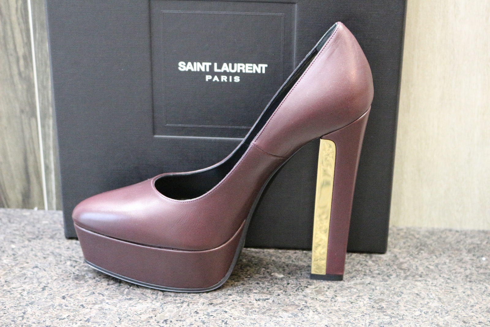 Scarpe décolleté nuove con scatola YSL Saint Laurent ZIGGY 105 ORO CORDOVAN 37 5