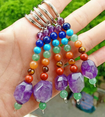5 Ciondoli In Ametista – Esagonali – 7 Chakra – Reiki Guarigione – Nuovi