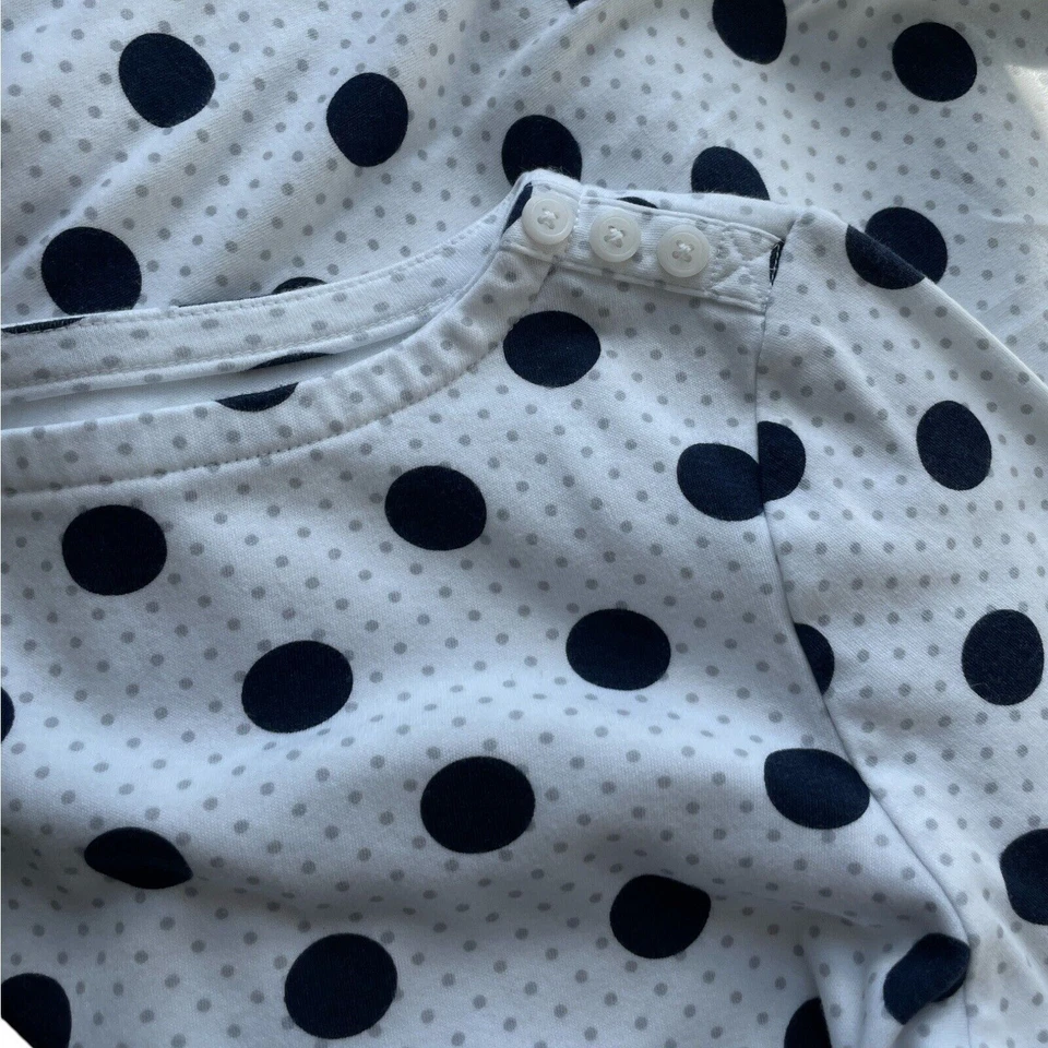 Charter Club Shirt Women's 3/4 Sleeve Black Polka Dot Knit Pullover White Sz/ S - Image 4 of 4