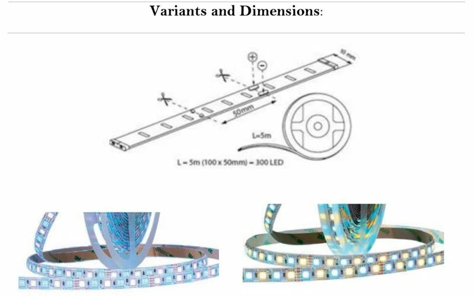 5 Meter RGBW LED Streifen 5050 - 14,4W/M 12V/DC IP20 60PCS/1M RGB White Stripe - Bild 2 von 2