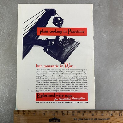 Vintage Preformed Wire Rope Steam Shovel Industrial Art Print Ad Graphic 1940s