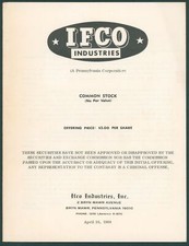1968 IFCO Industries Bryn Mawr PA Common Stock Initial Public Offering Booklet 