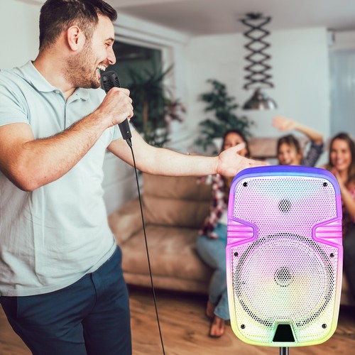 8" Portable Rechargeable Bluetooth PA Karaoke Loud Party Speaker W/ Mic & Stand - Picture 7 of 17