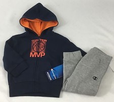 Champion Boys 2-Piece Athletic Set Navy Blue Zip Up Hoodie Gray Sweatpants 12M