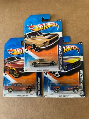 Hot Wheels Lot 3x 67 Shelby GT-500 Muscle Mania / 65 Ford Mustang