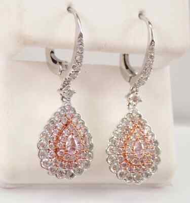 Real Moissanite 2.20Ct Pear Drop Dangle Women's Earring 14K Two Tone Gold Plated