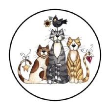 48 CATS ENVELOPE SEALS LABELS STICKERS 1.2" ROUND FAVOR STICKERS