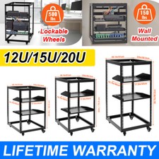 20U Network Data Server Rack Open Frame Server Rack Metal with Wheels Heavy Duty