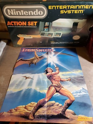 Vtg Nintendo Power IronSword Wizards & Warriors NES Poster w Willow Map Original