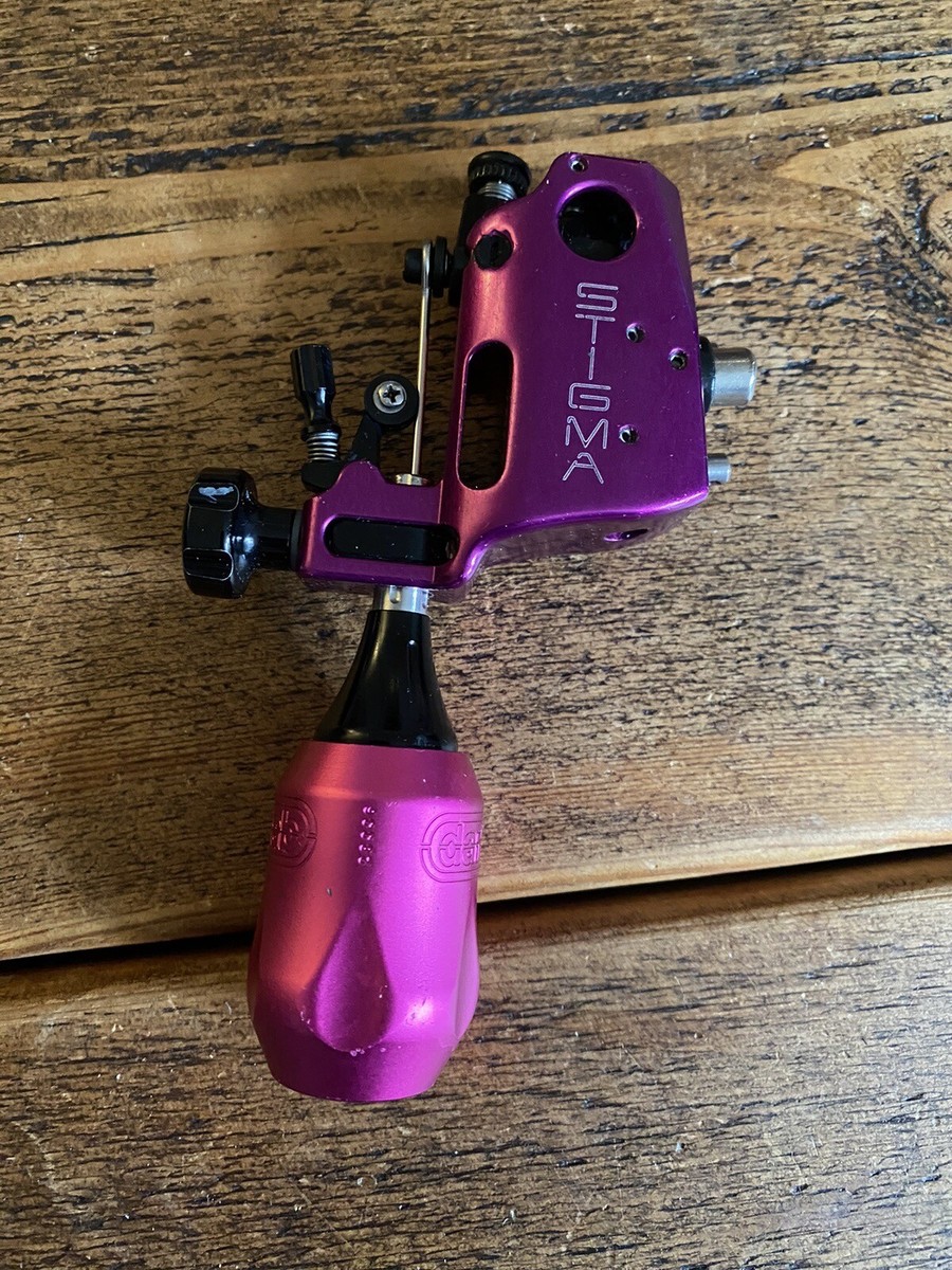 Stigma Hyper V3 Tattoo Machine. Pink. With Fk Irons Dark Lab Grip
