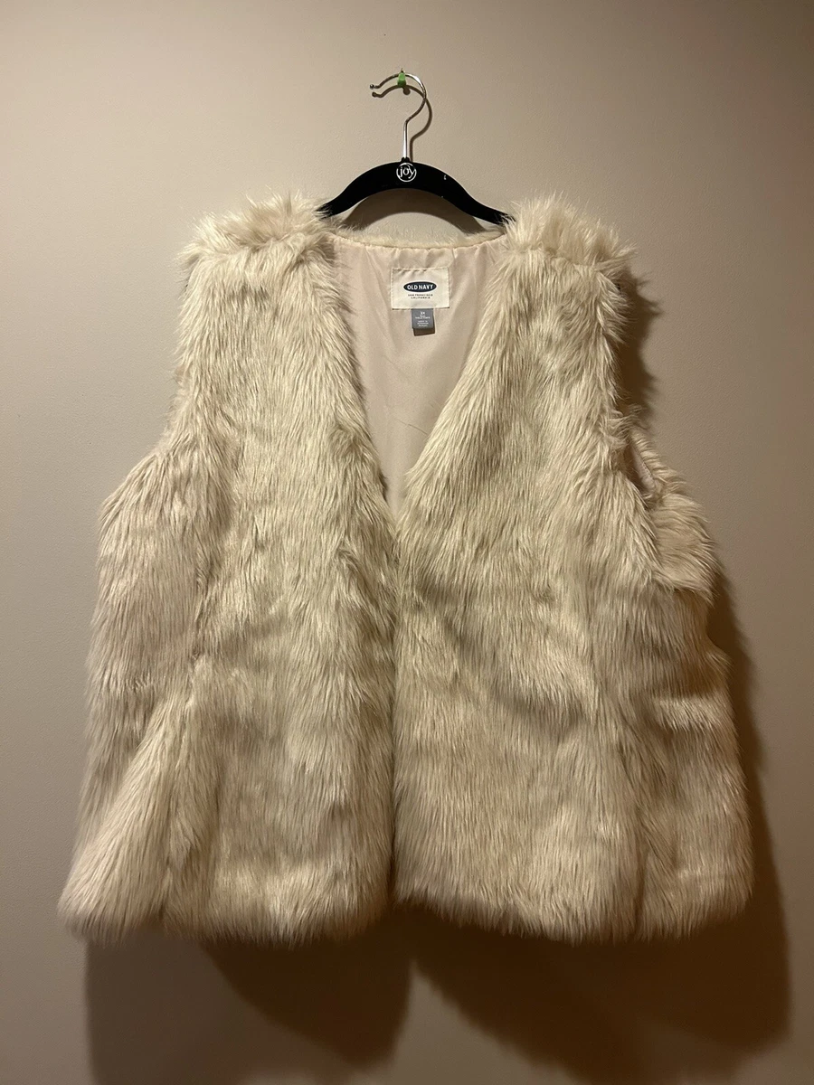 Faux fur vest old deals navy