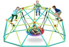 Hapfan 10 ft Climbing Dome Swing Set with Saucer Swing, Jungle Gym for Kids O...