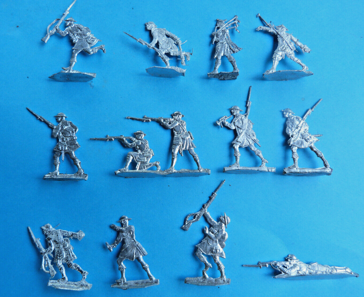 21 Soldats Allemands 1914/1918 En étain Peint – Figurines Plates Première Guerre Mondiale échelle 30 Mm
