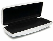 WOVEN LOOK Silver Eyeglasses Sunglasses Hard Clam Case Cleaning Cloth XLarge NEW