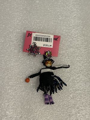 Betsey Johnson Cat Witch With Pumpkin Earrings Mismatch
