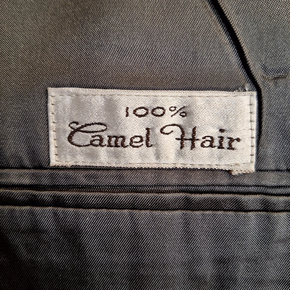 Jaqueta blazer masculina John Weitz 40R cabelo de camelo cinza tweed macio meio forrado - Imagem 2 de 4