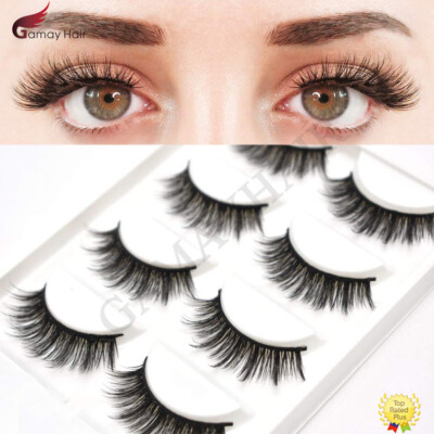Faux Mink Lashes 3D Natural Eye Makeup Thick Long Black False Eyelashes 5 Pairs 