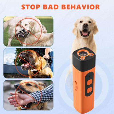 Stop Barking Dog Trainer Handheld Ultrasonic Chaser Drive Away Device  Flashlight