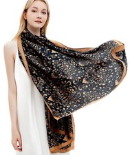 Silk Scarf for Women Fashion Long Satin Lightweight Large Shawl Wrap Printed ...