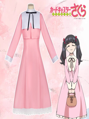 Anime Cardcaptor Sakura Tomoyo Daidouji Cosplay Clothing Pink Dress Outset Gift
