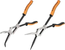 71402 Needle Nose Pliers and Bent Nose Pliers Set, Knurled Jaws, Double Rivet, E