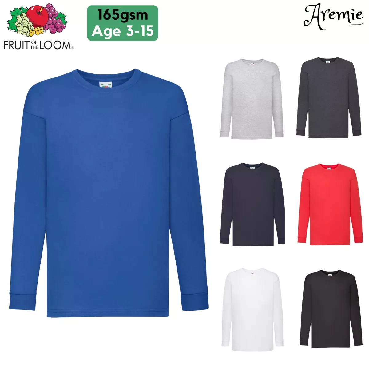 fruit of the loom childrens long sleeve t shirt