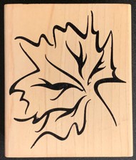 A Stamp In The Hand Leaf Outline Fall Autumn Rubber Stamp