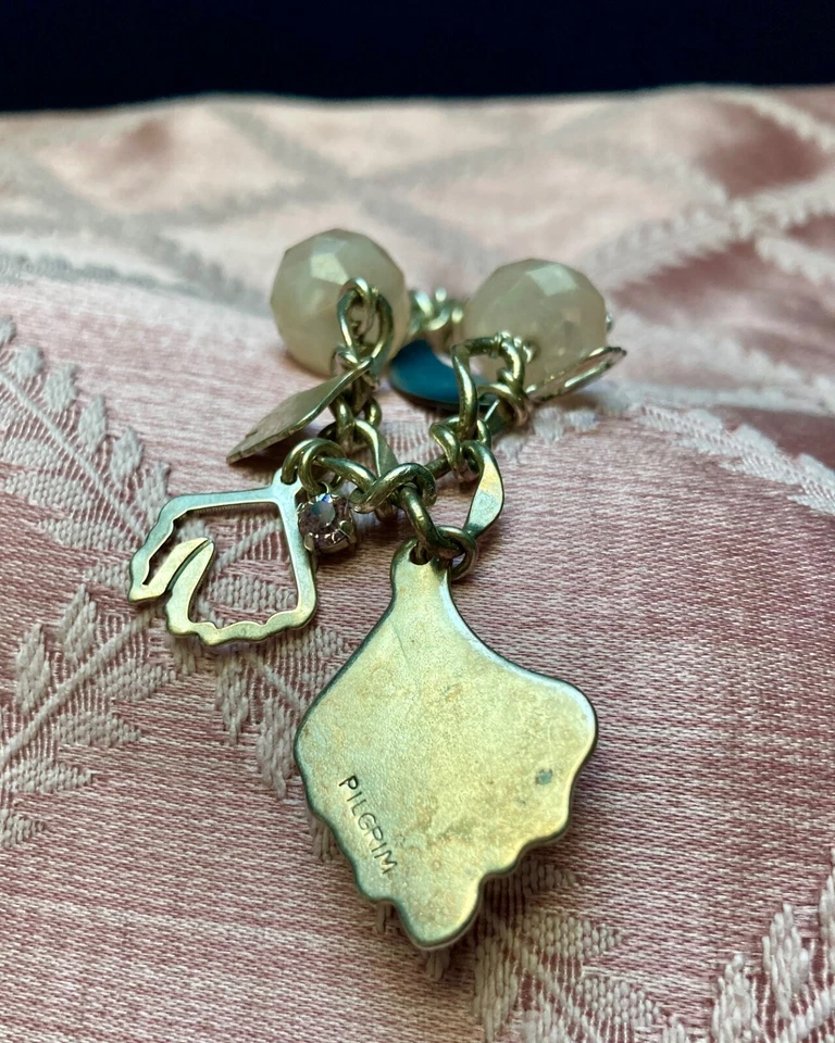 Parisian Charm Bracelet w/ ‘Pilgrim’ stamp, Rose Quartz Beads & Statement Charms - Image 4 of 4