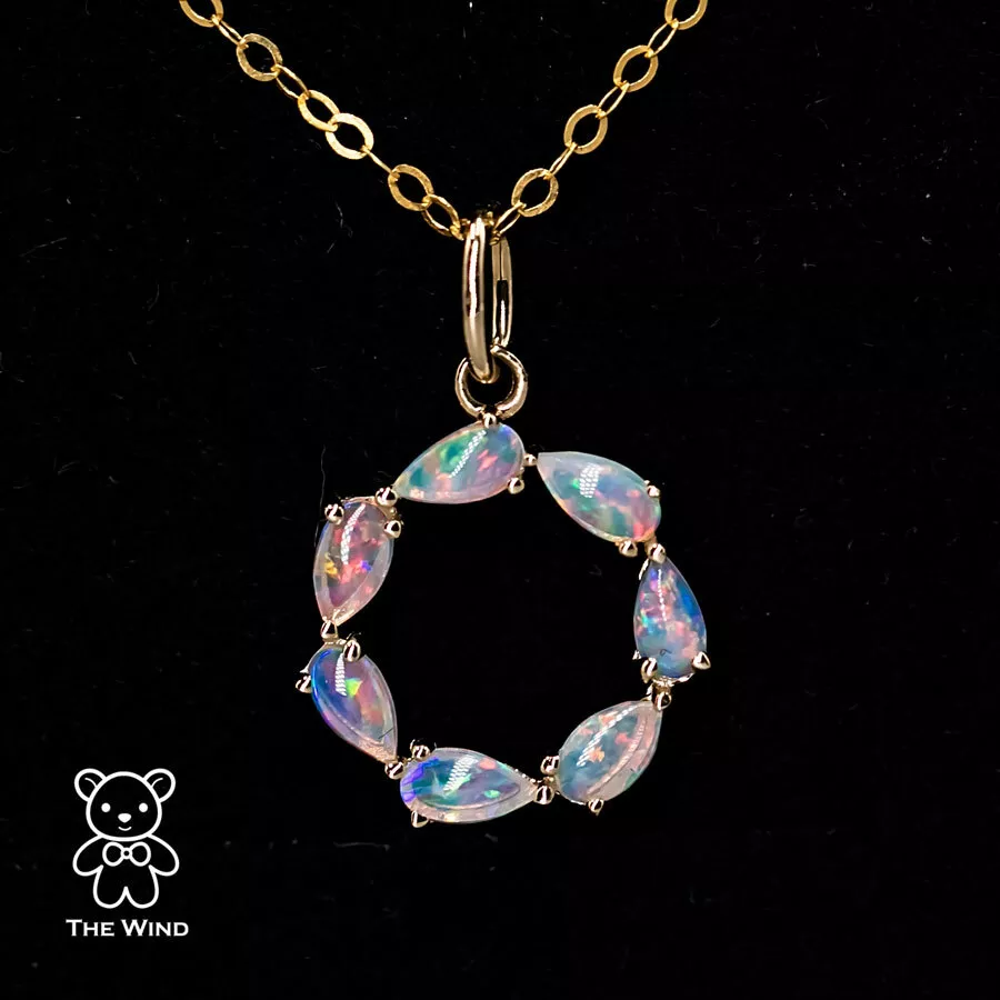 Oval Opal Pendant & Necklace w. 925 Sterling silver & Blue Opal Stone