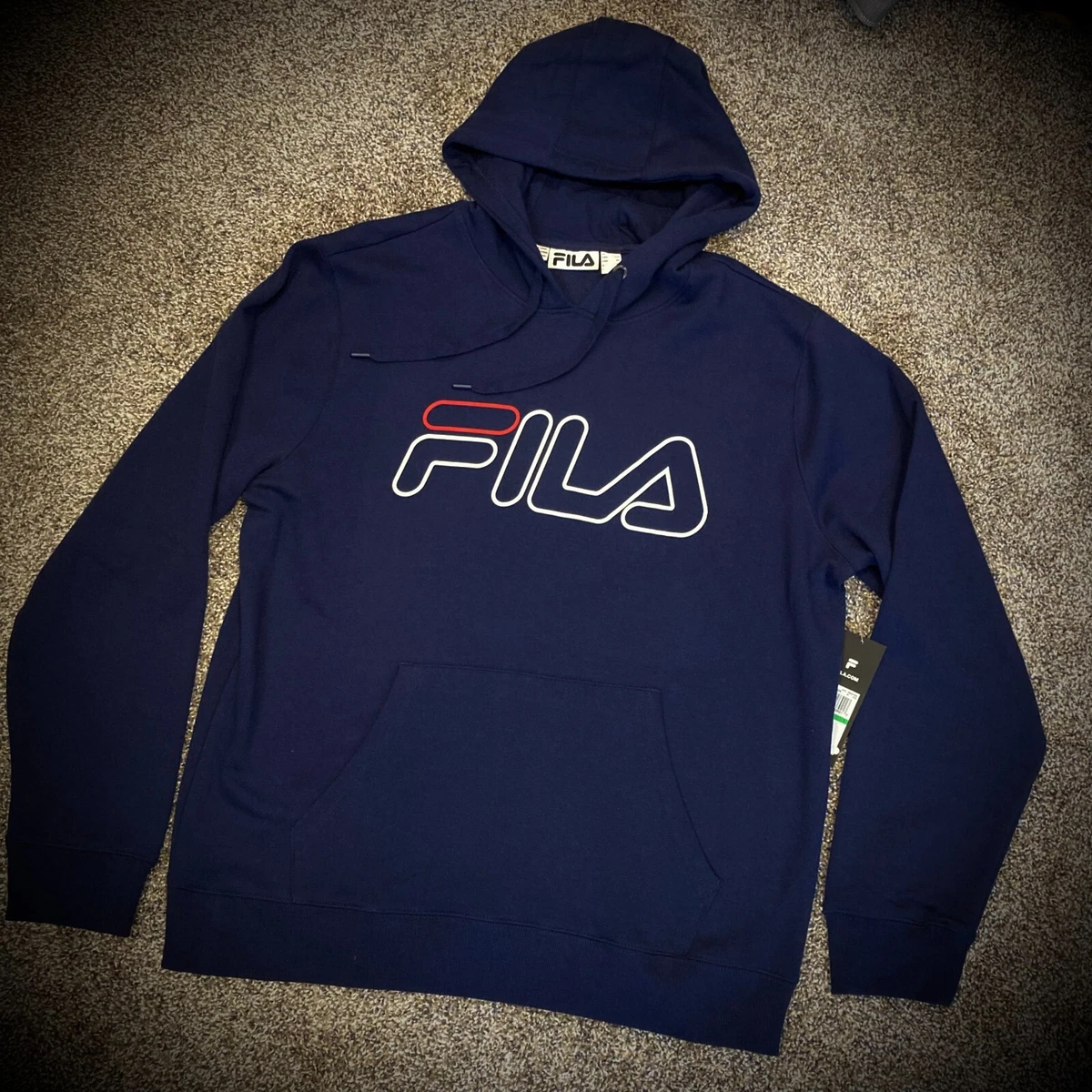 New FILA HOODIE blue red white classic spellout logo adult LARGE nwt | eBay