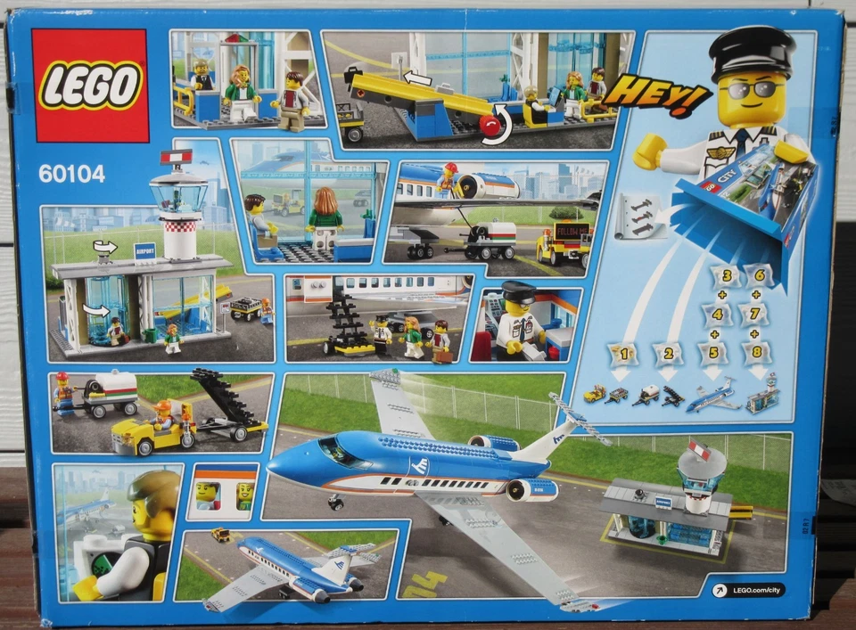 Lego CITY 60104 ~ AIRPORT PASSENGER TERMINAL ~ Retired NEW SEALED Airplane Pilot - Image 2 of 4