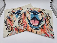 Golden Retriever Throw Pillow Covers Set Of 2 Home Decor Linen 18in x 18in Cute