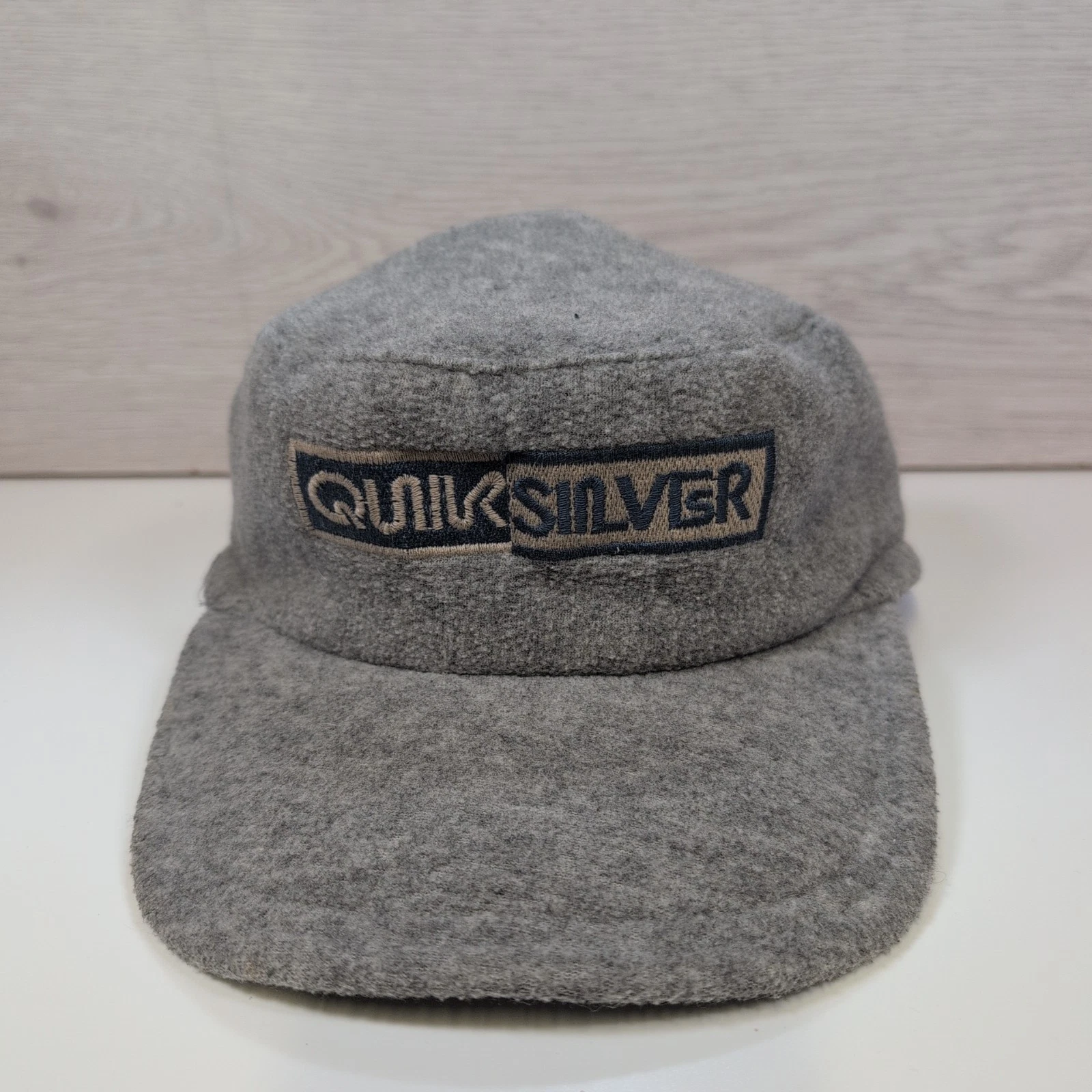 Quiksilver Polartec Grey Fleece 5 Panel Cap Hat Winter Outdoor One Size Vintage