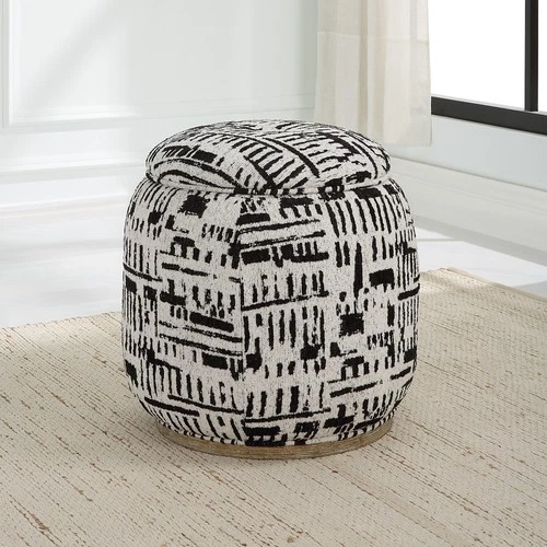 Uttermost 23195 Dialogue 18"W Fabric Accent Stool - White - Picture 6 of 7