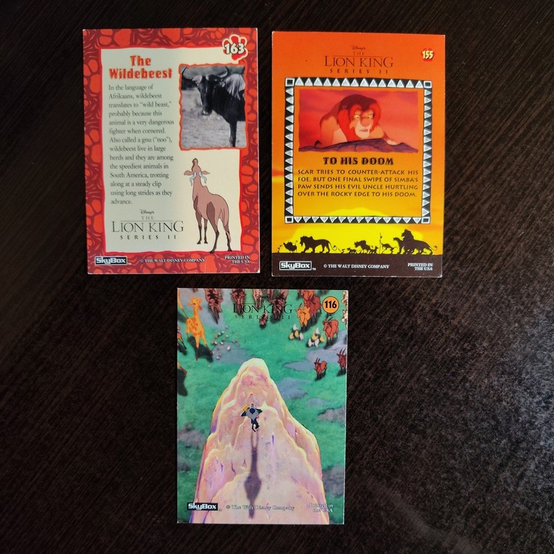SkyBox - Disney's The Lion King Series 2 - To His Doom #155, card #163 & #116