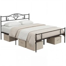 HOMCOM Struttura Letto Matrimoniale 160x200cm Acciaio Doghe Integrate Testiera