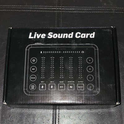 Live Sound Card Audio Interface 48V Phantom Power Denoise USB-C 2 Mic