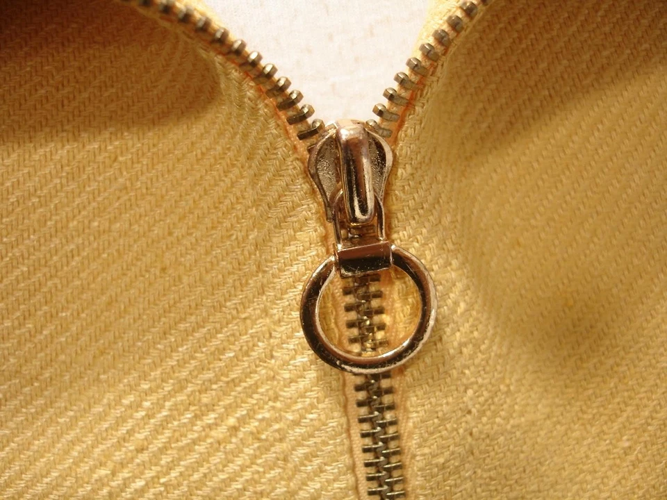 Chaqueta Blazer Para Mujer Talla 8 Carlisle Amarillo 100% Seda Cremallera Completa Cuello Alto Foto 3 de 4