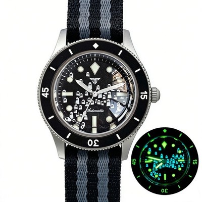 Tandorio Dive 50-Fathoms Style Men Automatic Watch Sapphire Ghost Dial Luminous