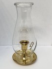 Vintage Partylite Brass Candle Glass Hurricane Lamp Topped with Pebbled Glass — photo 3
