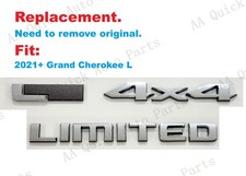 Chrome Gray Rear Tailgate Limited L 4x4 Emblem Badge 2021 Grand Cherokee L
