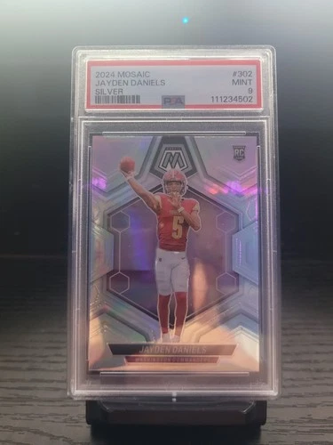 Jayden Daniels 2024 Panini Prizm Mosaic Silver #302 Rookie Card PSA 9
