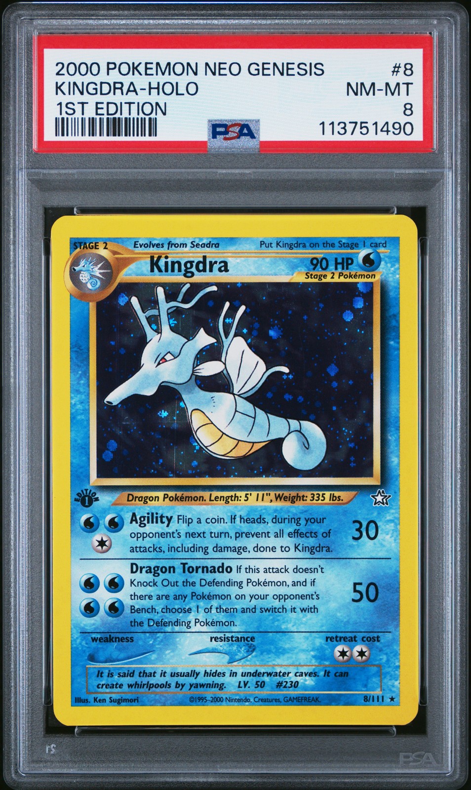 2000 POKEMON NEO GENESIS 1ST ED #8 KINGDRA-HOLO PSA 8
