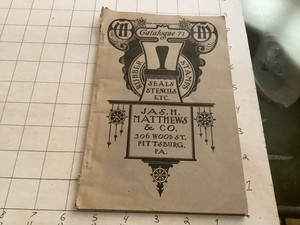Rubber Stamps & Stencils CATALOG: Jas. H. Matthews co. circa 1910's; 104pgs