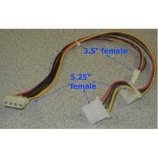 4 Pin Molex to 2 x 4 Pin Molex  1 x 3.5" power Splitter Converts 1 x 4 Pin 5.25